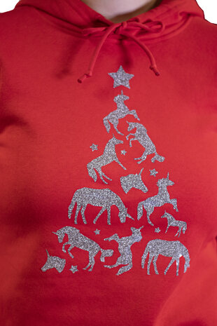 Unicorn Christmas Hoody Red